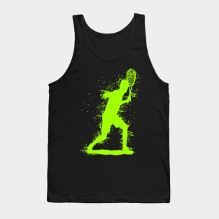 Abstract Watercolor style Tennis Art - Bright Green Tank Top